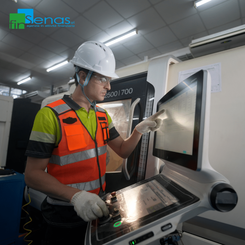 Comprare un macchinario è sempre la scelta migliore L’errore che blocca la crescita della tua azienda Tecnico industriale davanti a un macchinario CNC mentre utilizza un pannello di controllo digitale in un ambiente produttivo.